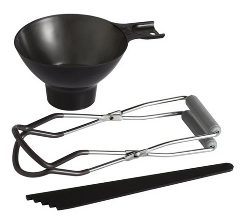 Three canning utensils on a white background.