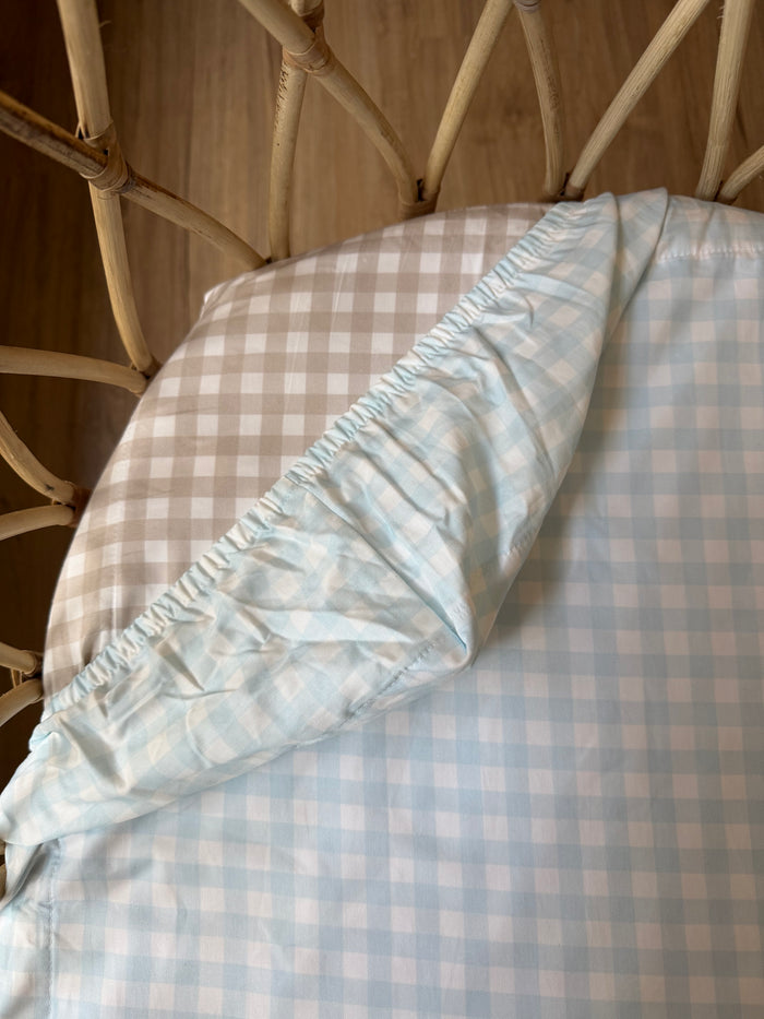 Waterproof Bassinet Fitted Sheet - Beige Gingham