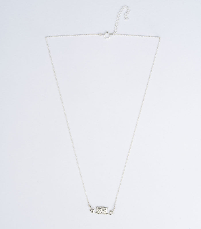 Adorable Owl Pair Necklace (Silver)