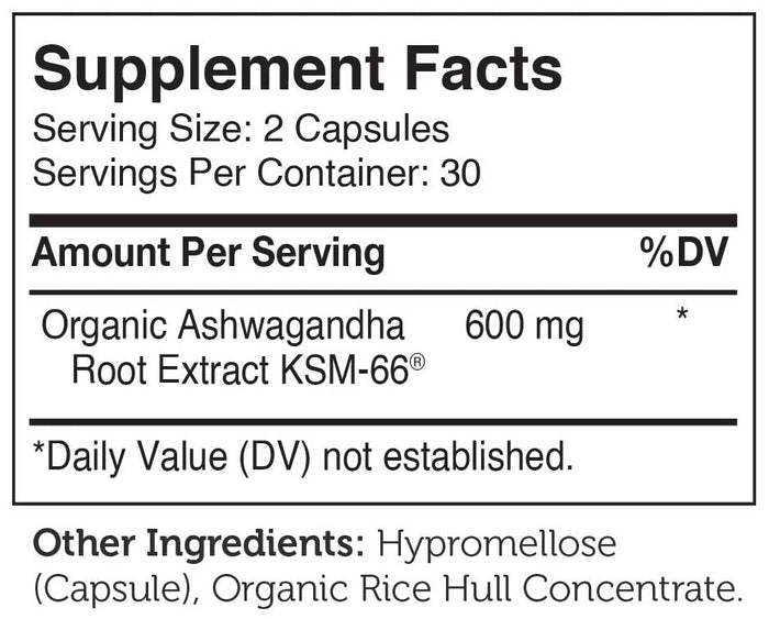 Advanced Nutrition By Zahler Ashwagandha 600 Ingredients