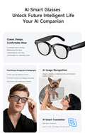 AI Smart Glasses – Built-In Camera, Open-Ear Audio & AI Assistant, Bluetooth, Black/White