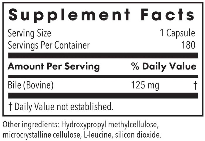 Allergy Research Group Ox Bile 125 mg Ingredients