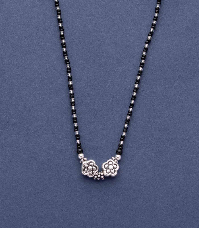 Antique Dual Flora Mangalsutra (Silver)