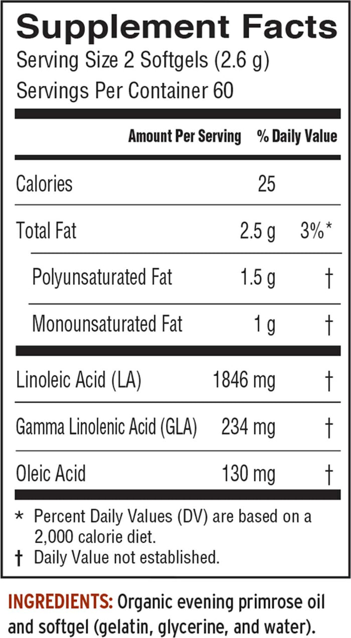 Barlean's Organic Oils Evening Primrose Oil Ingredients