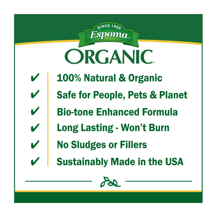 Espoma Organic product label with green text on a white background