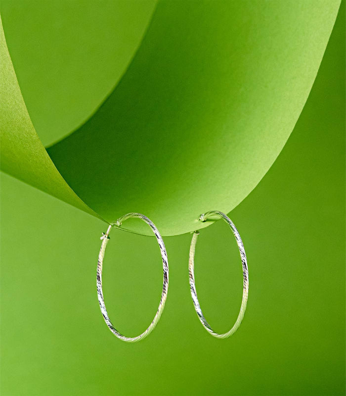 Big Size Classic Twisted Hoops Earrings (Silver)