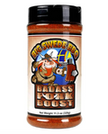 Bottle of Big Swede Pig Badass Pork Boost seasoning on a white background.
