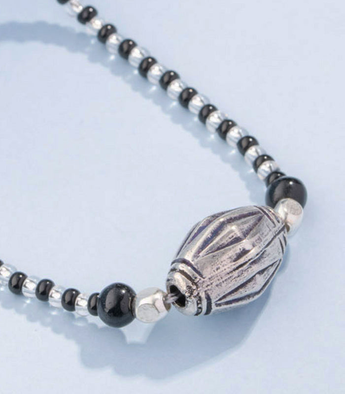 Black Beads Designer Antique Mangalsutra (Silver)