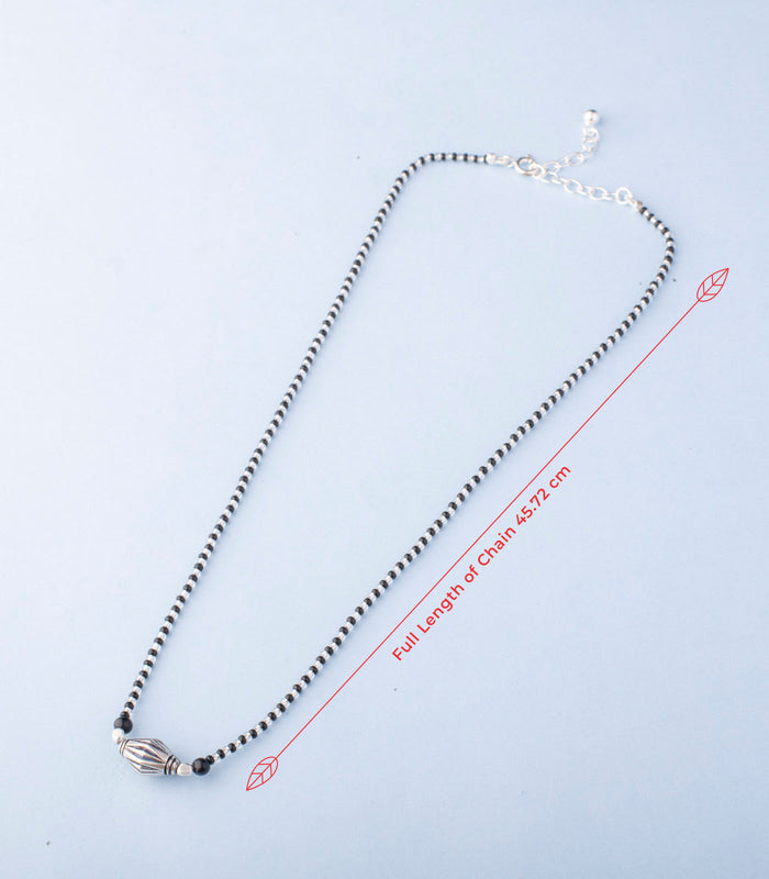 Black Beads Designer Antique Mangalsutra (Silver)