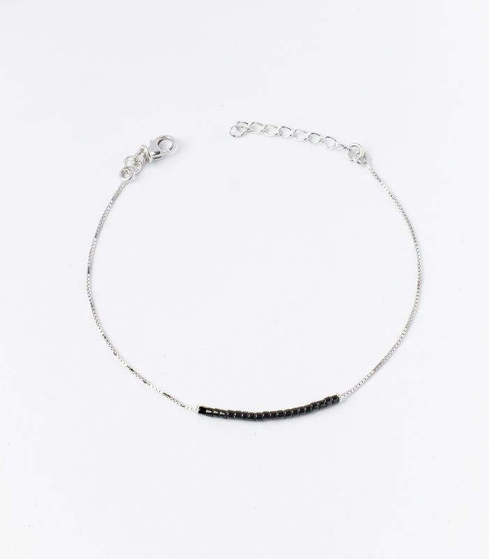 Black Beads Mangalsutra Bracelet (Silver)