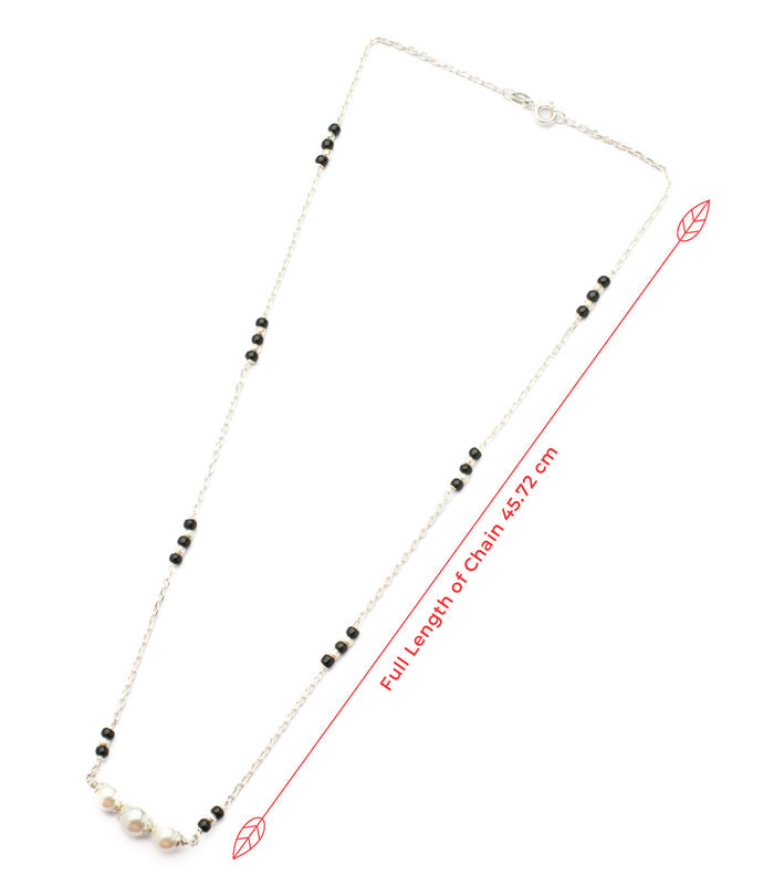 Black Beads Triple Pearl Mangalsutra (Silver)