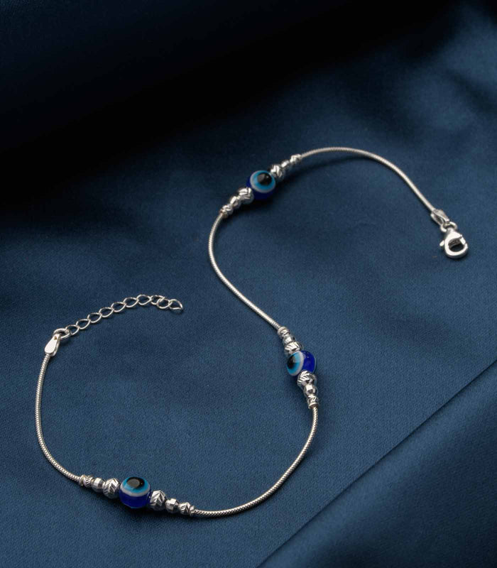 Blue Eye Anklet (Silver)