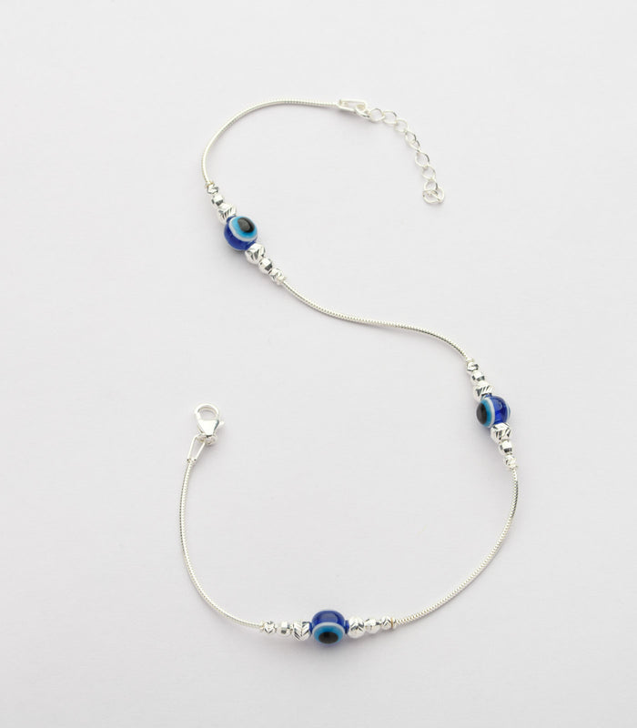 Blue Eye Anklet (Silver)