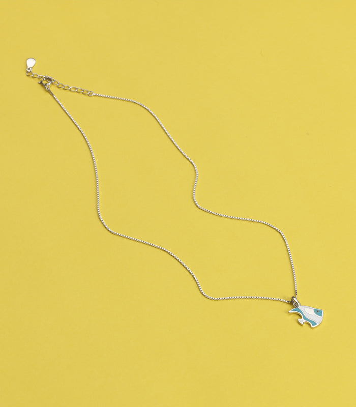 Blue Fish Necklace (Silver)