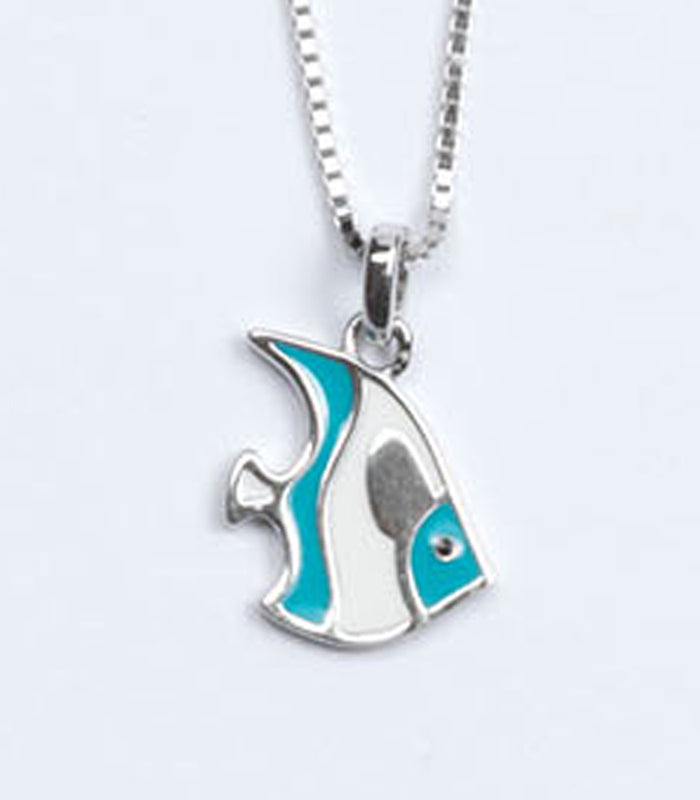 Blue Fish Necklace (Silver)