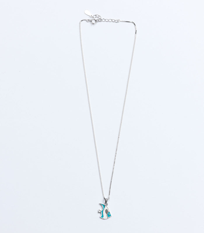 Blue Fish Necklace (Silver)
