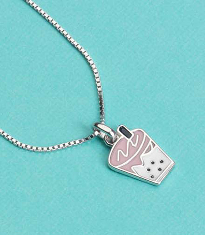 Boba Tea Necklace (Silver)