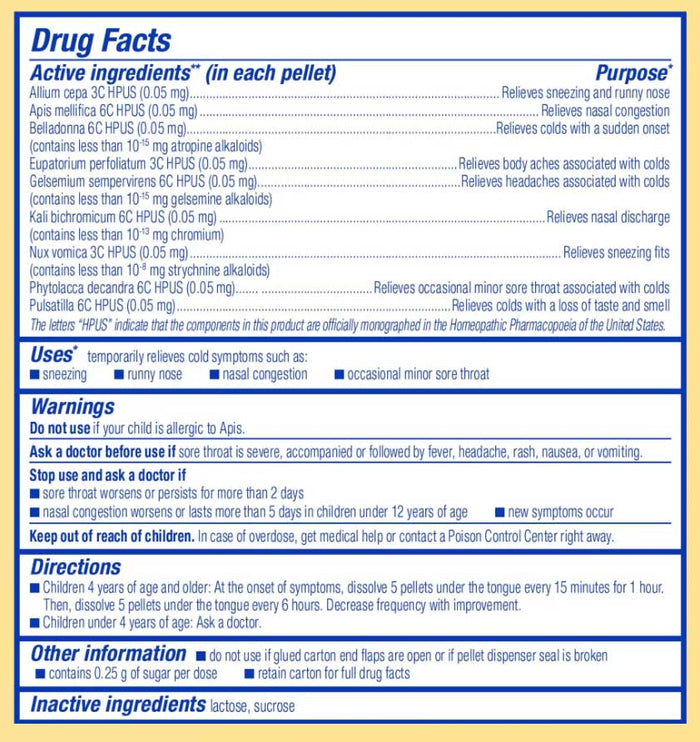 Boiron Homeopathics Chestal® Kids Meltaway Pellets Ingredients