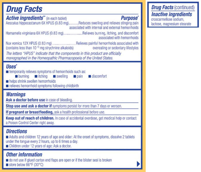 Boiron Homeopathics HemCalm Tablets Ingredients