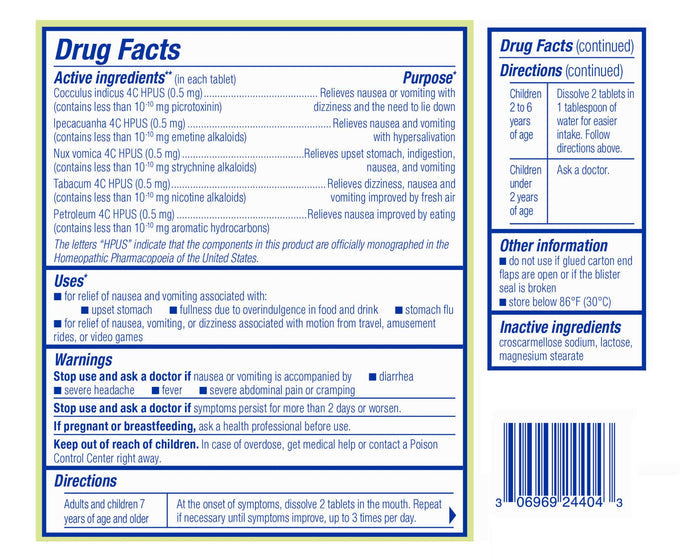 Boiron Homeopathics NauseaCalm Ingredients