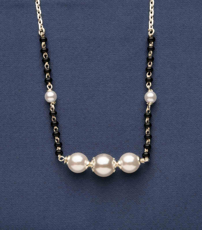 Chained Triple Pearl Mangalsutra (Silver)