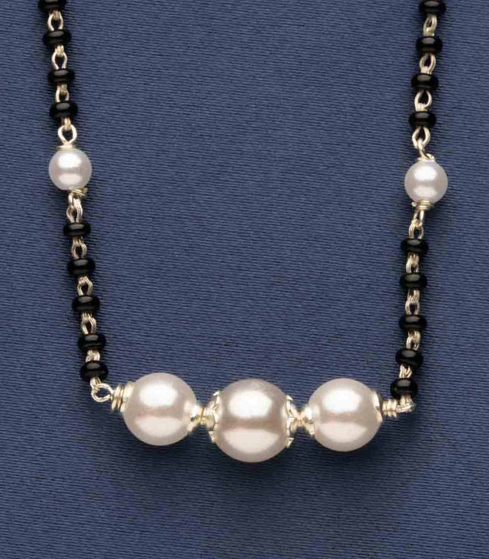 Chained Triple Pearl Mangalsutra (Silver)