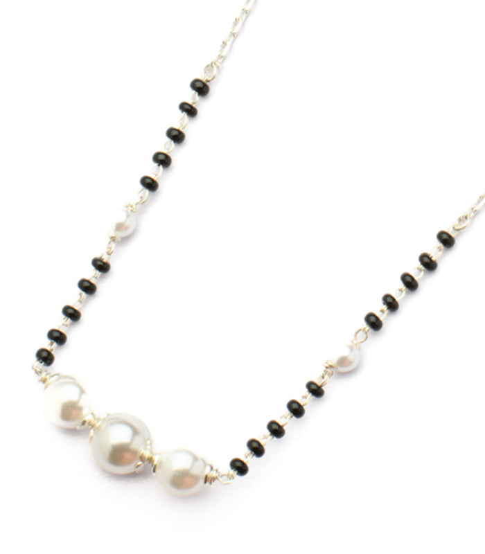 Chained Triple Pearl Mangalsutra (Silver)