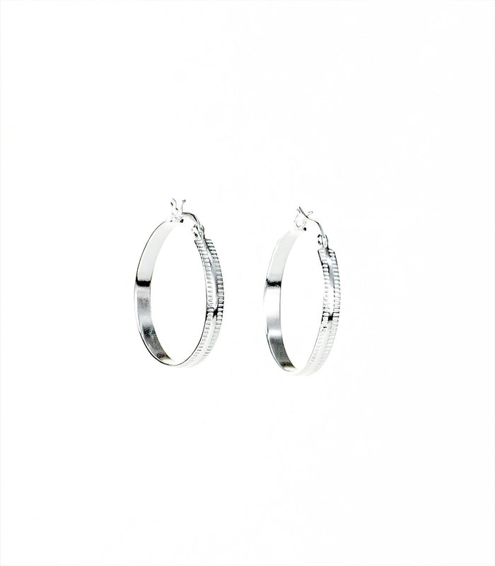 Classic Flat Trails Hoops Earrings (Silver)