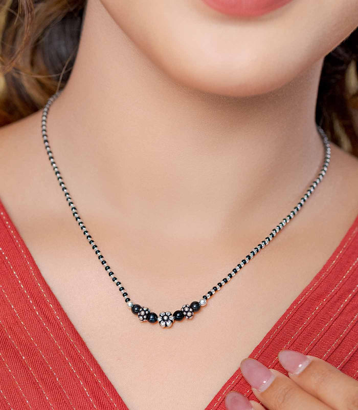 Classic Floral Antique Mangalsutra (Silver)