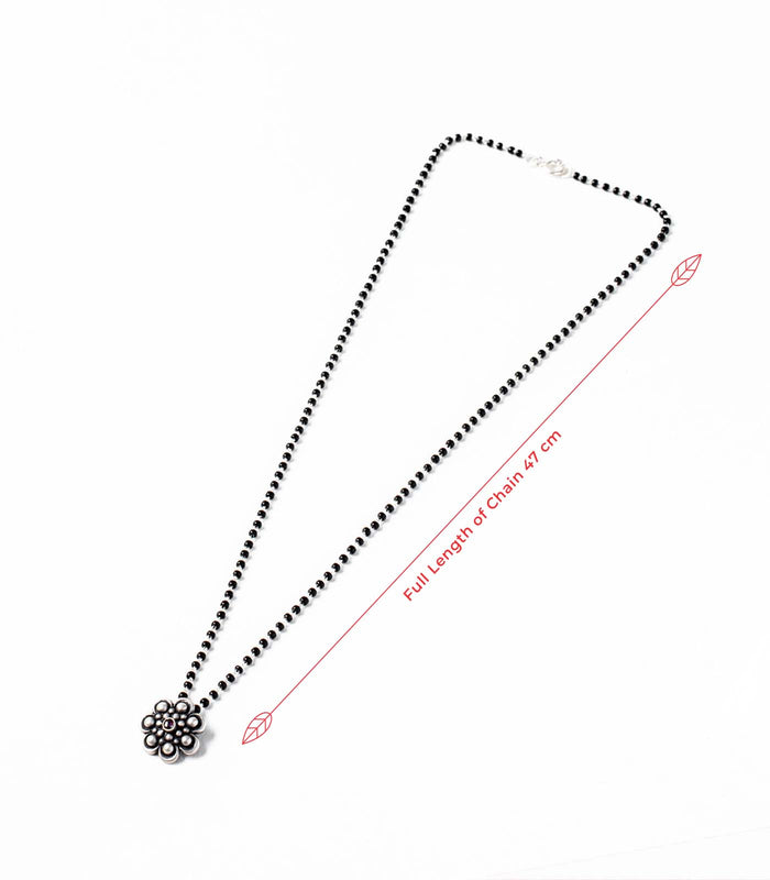 Classic Floral Stone Antique Mangalsutra (Silver)