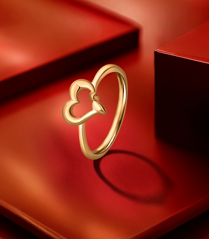 Classic Heart Gold Finger Ring