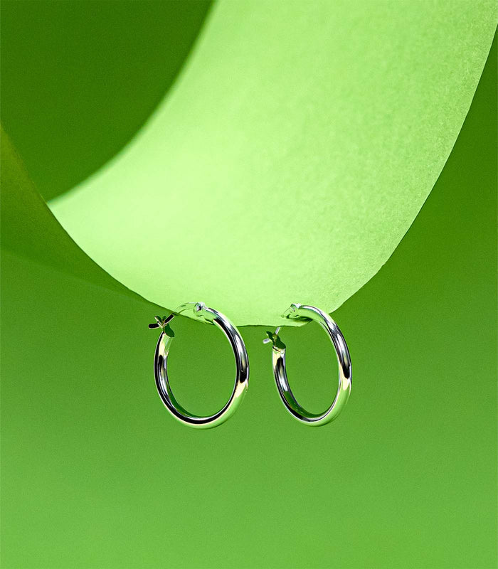 Classic Solid Hoops Earrings (Silver)