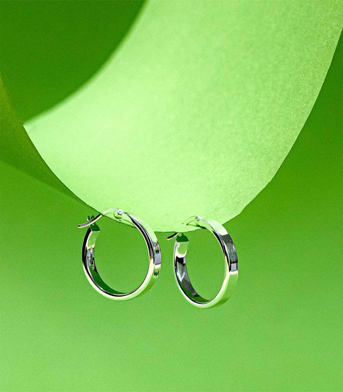 Classic Solid Hoops Earrings (Silver)