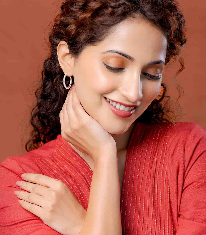 Classic Solid Hoops Earrings (Silver)