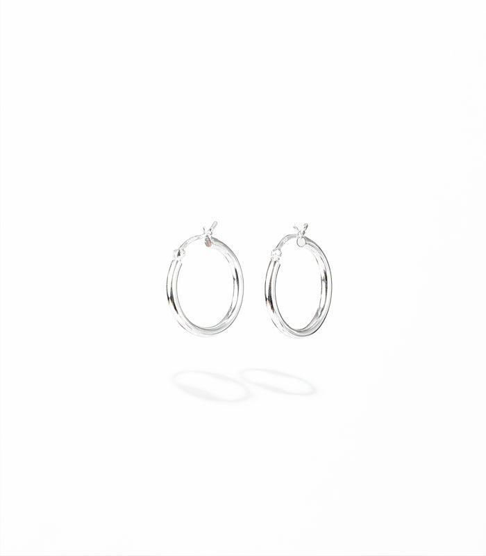 Classic Solid Hoops Earrings (Silver)