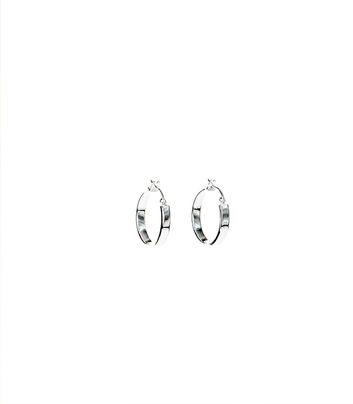 Classic Solid Hoops Earrings (Silver)