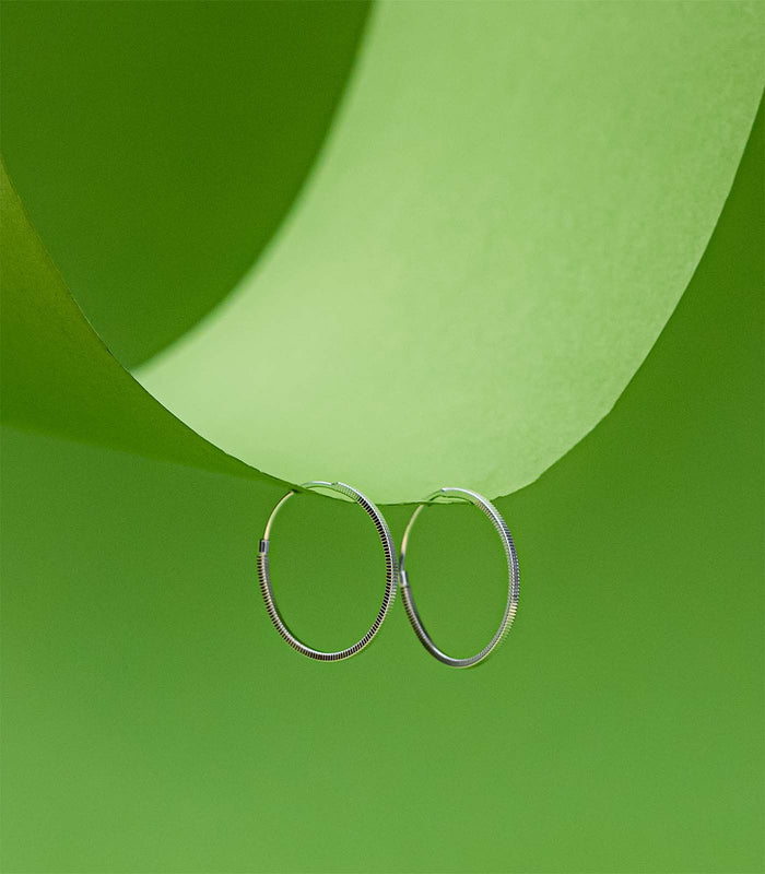 Classic Textured Hoops Earrings (Silver)