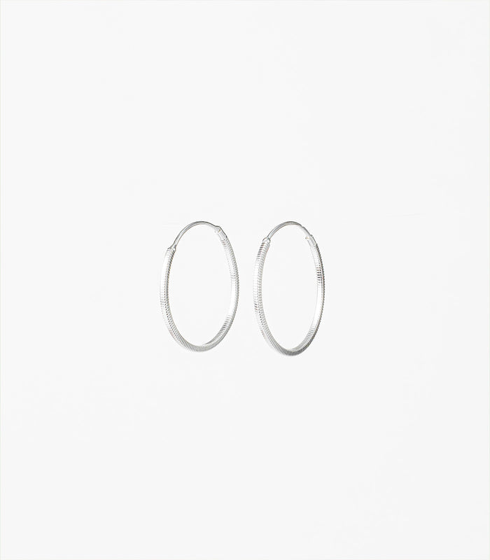 Classic Textured Hoops Earrings (Silver)