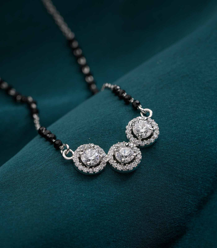 Classic Three Stone Mangalsutra (Silver)