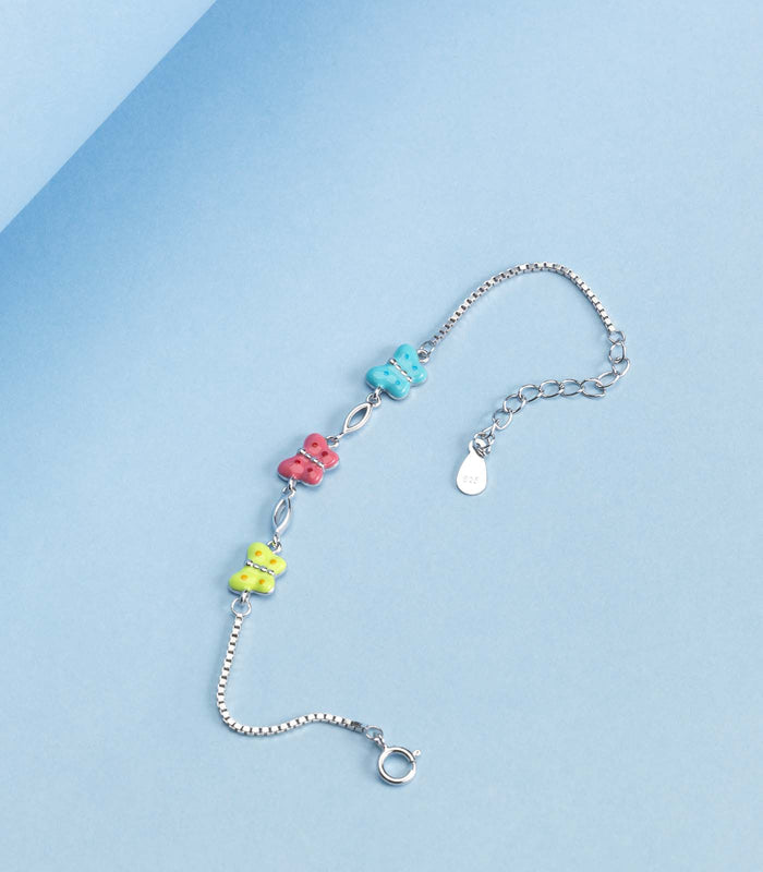 Colored Butterflies Bracelet (Silver)
