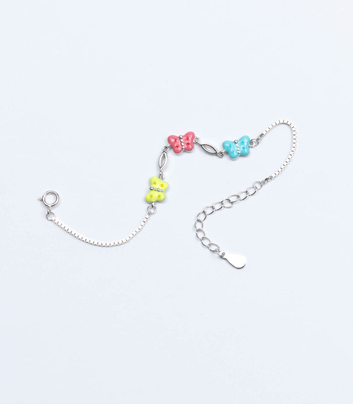 Colored Butterflies Bracelet (Silver)