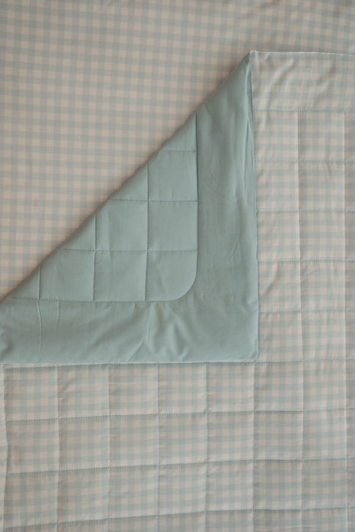 Cot Quilt - Blue Gingham