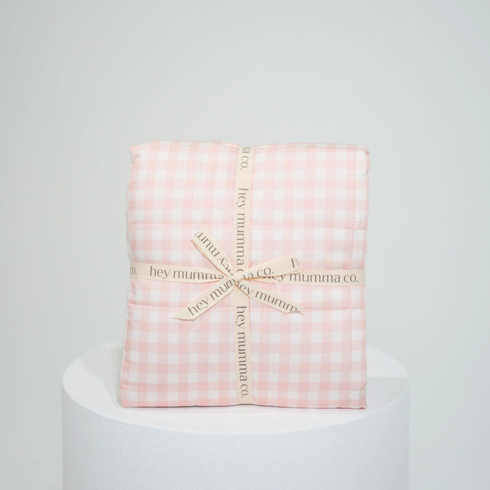 Cot Quilt - Pink Gingham