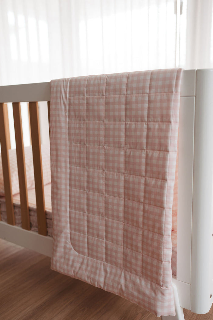 Cot Quilt - Pink Gingham