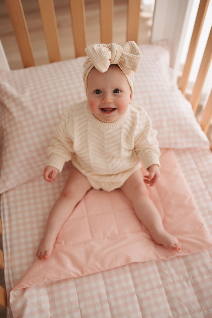 Cot Quilt - Pink Gingham