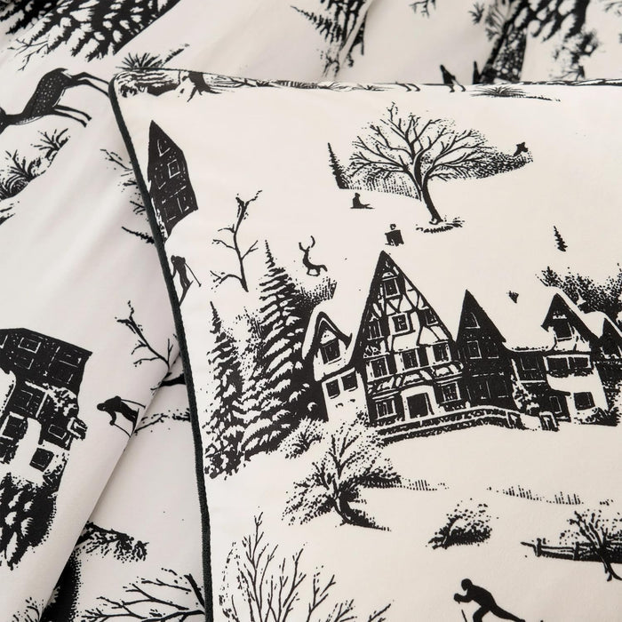 Coverless Printed Aurora Black Velvet Reversible Comforter Set - 3-Pieces , 10.5 Tog