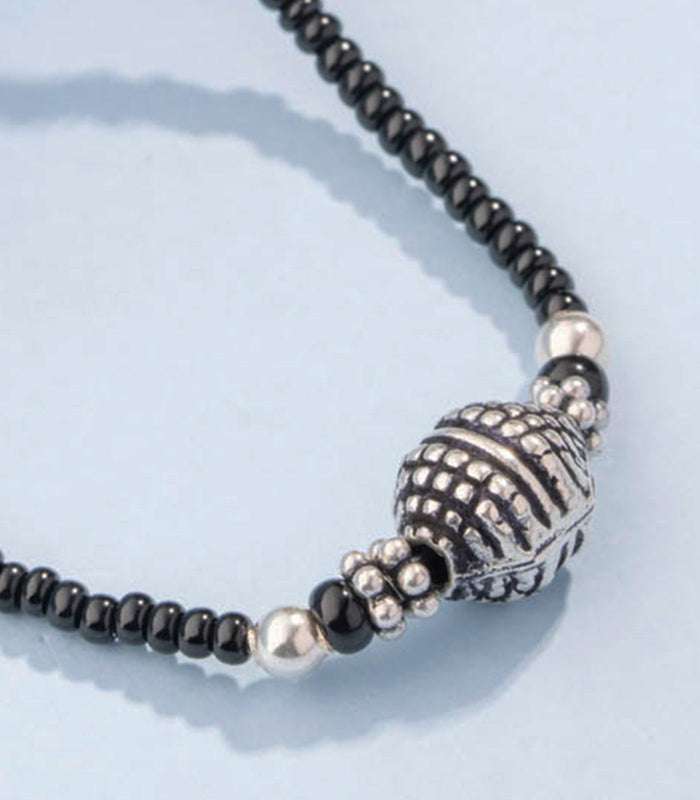 Crafted Orb Antique Mangalsutra (Silver)