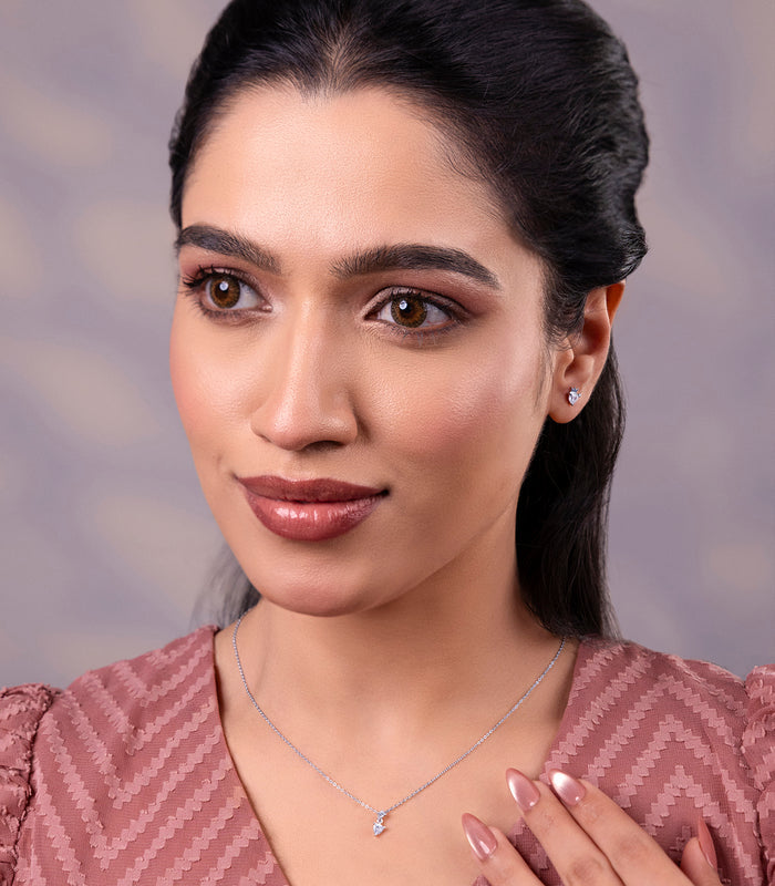 Crystal Core Necklace Set (Silver)
