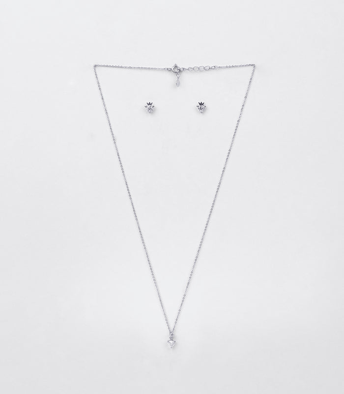 Crystal Core Necklace Set (Silver)
