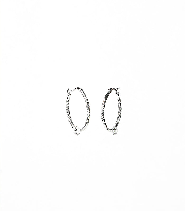 Crystal Hoops  Earrings (Silver)